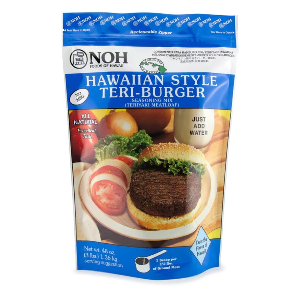 NOH Foods Hawaiian-Style Teri-Burger Seasoning Mix - 48oz (3lb) Recloseable Bag | Authentic Teriyaki, No MSG | Effortless Gourmet for Busy Families & Food Service - Just Add Water