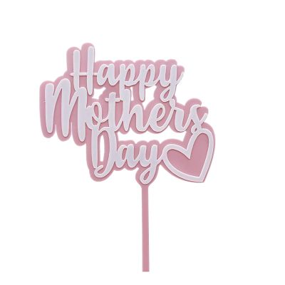 10pcs Happy Mother's Day Cake Topper Pink Mother's Day Cake Picks Mothers Day Acrylic Cake Toppers Mother's Day Cupcake Topper With Heart for Mothers Day Birtheday Cake Decorations