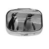 Penguin Standing on The Beach Pill Box Small Metal Pill Case for Purse & Pocket 2 Compartment Pill Organizer with Mirror Travel Pillbox Medicine Case Portable Pill Container Unique Gift view 2