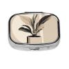 Simple Plant Pill Box Small Metal Pill Case for Purse & Pocket 2 Compartment Pill Organizer with Mirror Travel Pillbox Medicine Case Portable Pill Container Unique Gift view 2