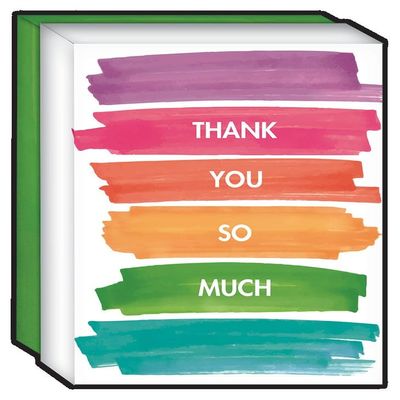 Crown Point Graphics Note Card-Blank-Full Color-Watercolor Stripes/Thank You (Box of 15)