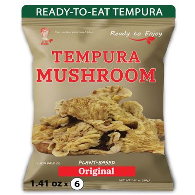 BITETUOSO Tempura Mushroom Chips, Tempura-Style Mushroom Snack, Ready-to-Eat Crispy Oyster Mushrooms, Original Flavor, Ready-to-Eat Vegan Snacks, Individually Wrapped 1.41oz (6 Pack)