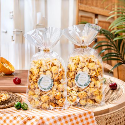 100 Sets He Popped the Question Popcorn Bags Engagement Party Favors She Said Yes Sticker with Cellophane Treat Bags Engagement Party Bridal Shower Wedding Goody Snack Treat Bags Grease Resistant