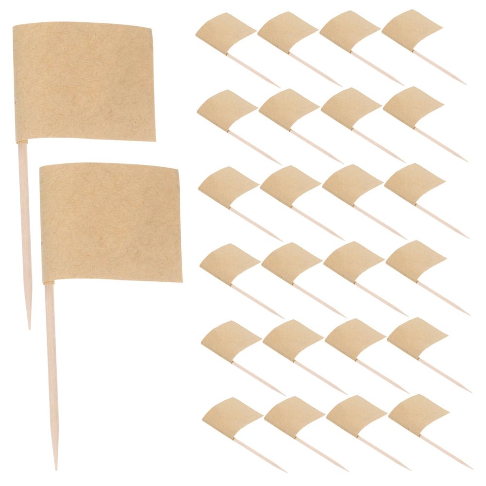 ABOOFAN 100pcs Decorative Cocktail Toothpicks Creative Flag Toppers for Dessert and Drinks for Themed Parties Buffets and Celebrations Made from Kraft