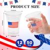 AimFun Patriotic Plastic Cups American Flag Party Cups Red Blue White Star Stripe Disposable Cups 4th of July 12 oz Cold Drinking Cup for Independence Day Memorial Party Supplies (50, Flag) view 2