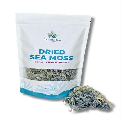 SeaMoss Boss Canouan | Dried green sea moss | ocean harvested and sun-dried in the remote Grenadine Islands | Easy to use | Makes 300oz sea moss gel