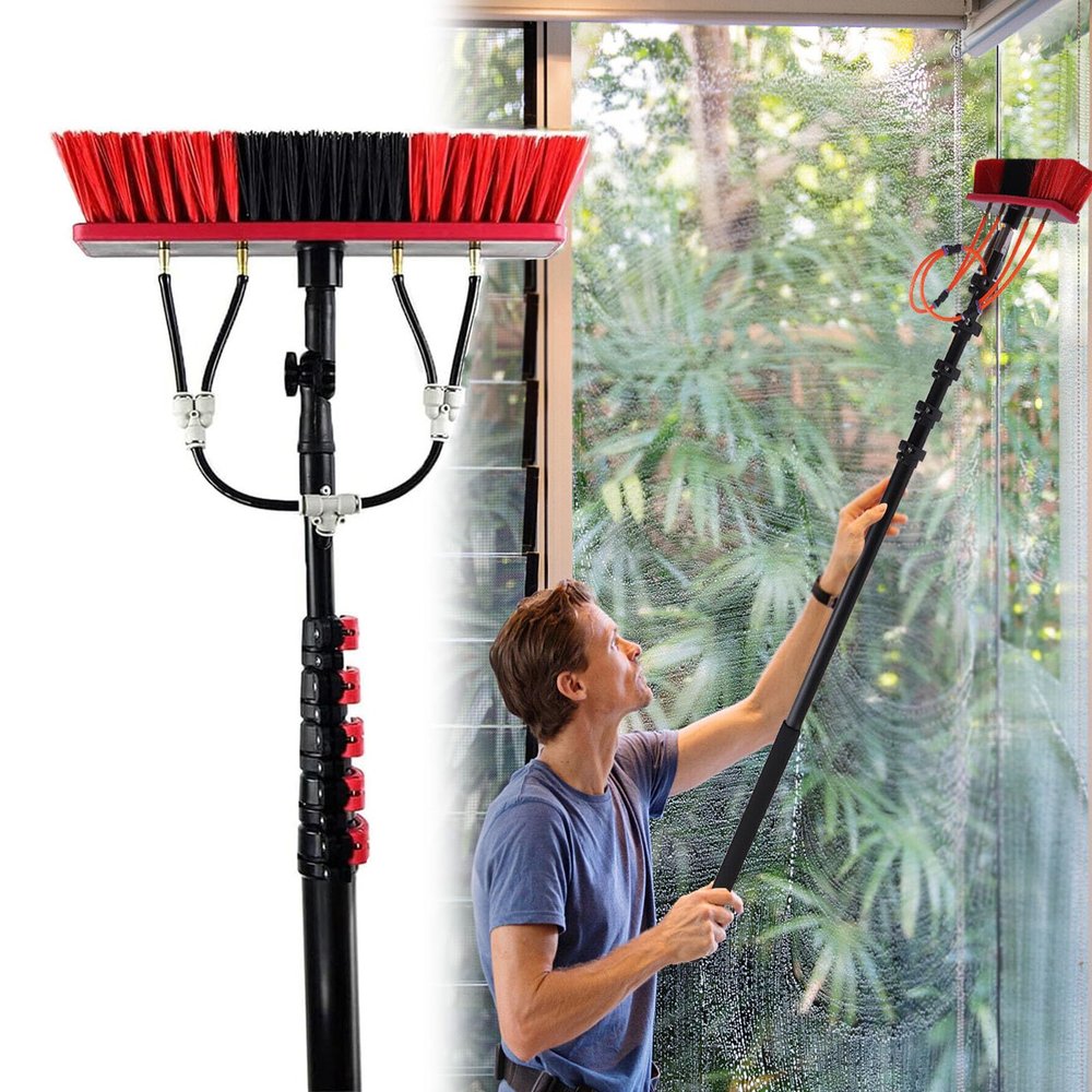 3.6m/30cm Brush Head Telescopic Window Cleaner,Water fed Window Cleaning Pole,Solar Panel kit Window Cleaner Tool,Roof Cleaning Equipment and Cleaning photovoltaic