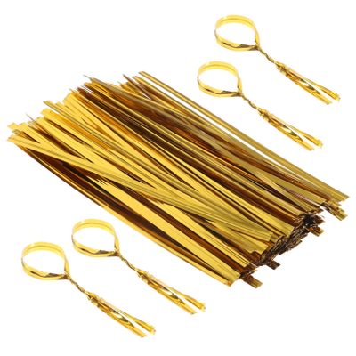 FRCOLOR 1600pcs Gold Zip Ties for Cellophane Candy Wrapping Ties for Treat Bags Cookie Bags Seal