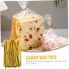 FRCOLOR 1600pcs Gold Zip Ties for Cellophane Candy Wrapping Ties for Treat Bags Cookie Bags Seal view 2