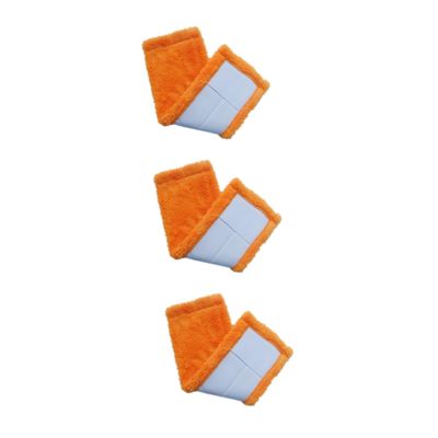 FRCOLOR 3pcs Microfiber Coral Mop Pad Replacement Covers for Household Cleaning Easy to Wash Fits All Hard for Home Office Hotel and Restaurant Use Orange