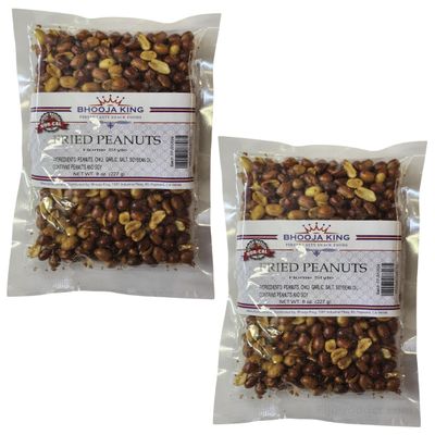 BHOOJA KING - Enjoy Delicious FRIED PEANUTS (Pack Of 2 x 227g EA) Home Style Made Snack - Doubling your flavor experience...