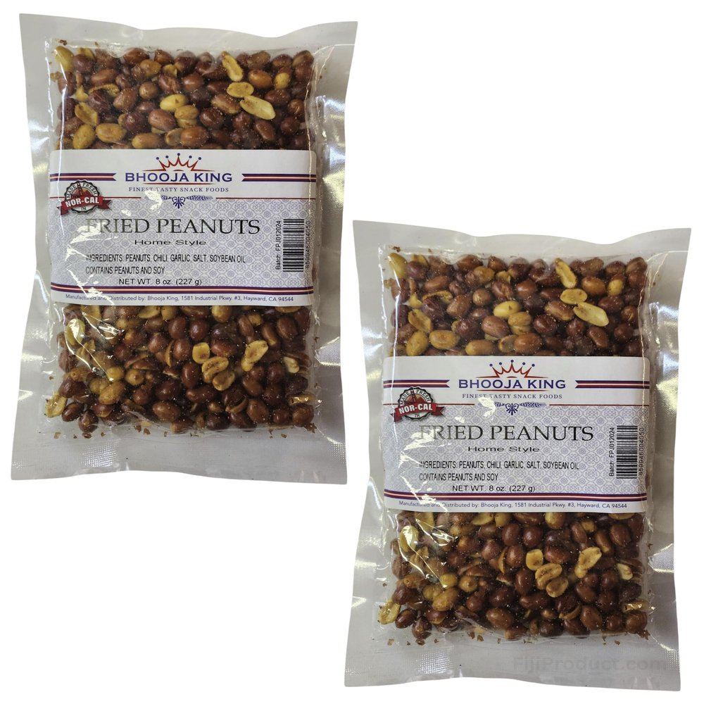 BHOOJA KING - Enjoy Delicious FRIED PEANUTS (Pack Of 2 x 227g EA) Home Style Made Snack - Doubling your flavor experience...