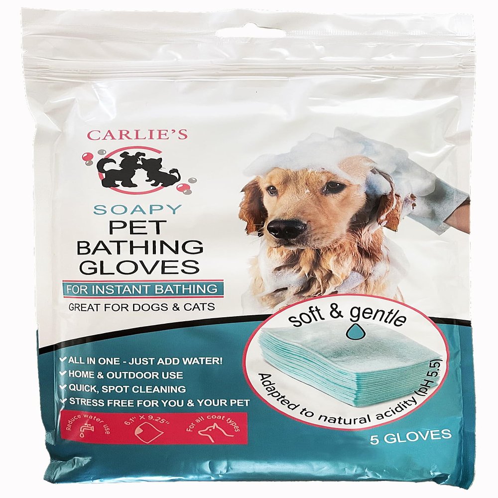 Carlies Pet Bathing Soapy Gloves 5 Pack