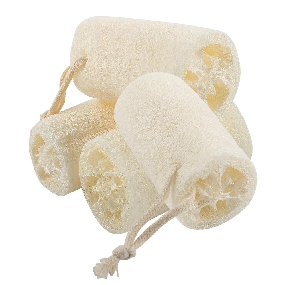 100% All Natural Luffa Cleaning,All-Purpose Household Natural Loofah Sponges,for Kitchen Cleaning,Dishes,and Pots(4 Pack) (Color : White, Size : 10cm)