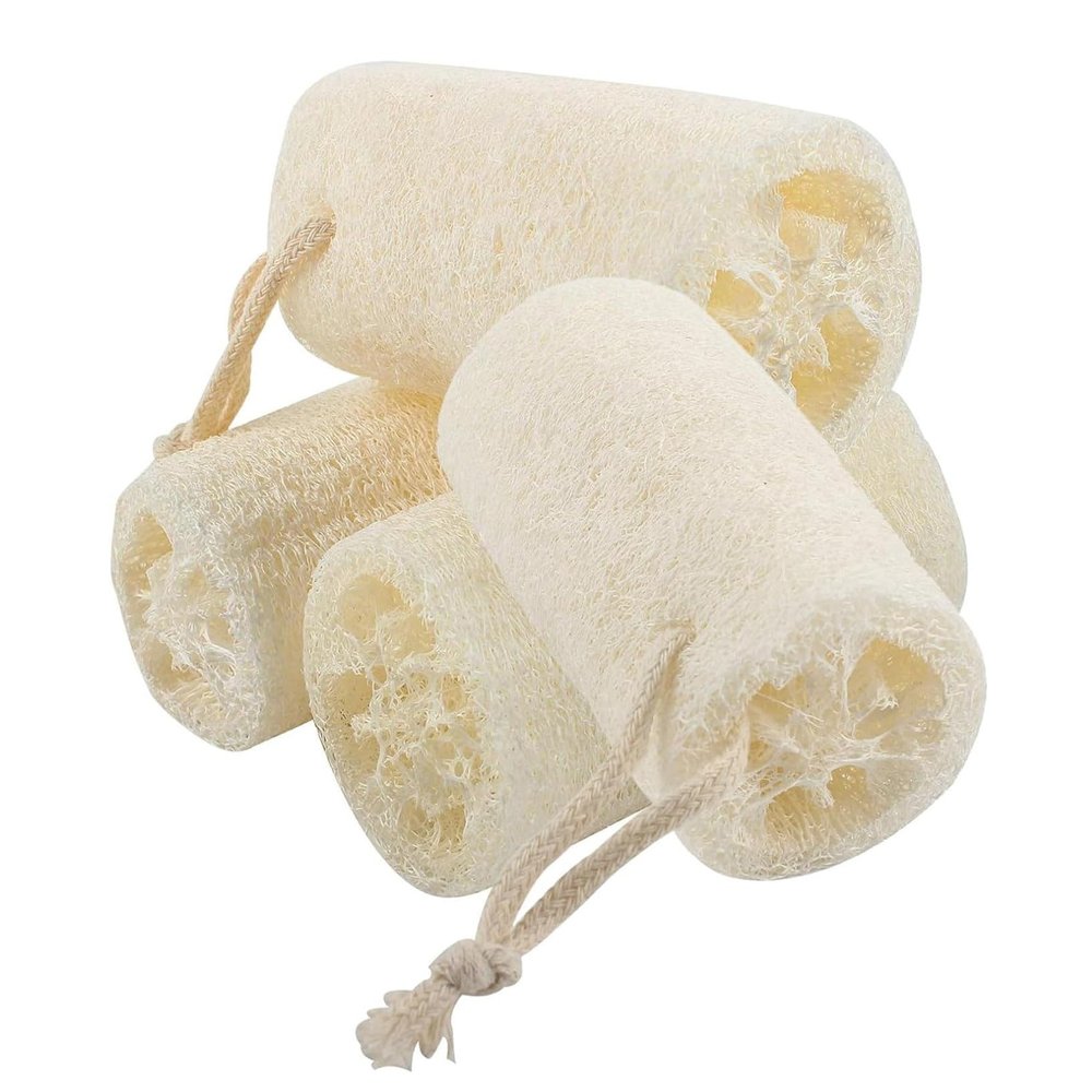 100% All Natural Luffa Cleaning,All-Purpose Household Natural Loofah Sponges,for Kitchen Cleaning,Dishes,and Pots(4 Pack) (Color : White, Size : 8cm)