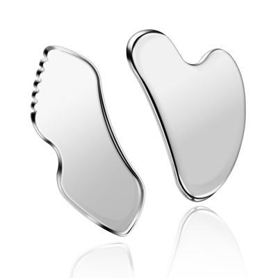 MoHern 2 Pcs Stainless Steel Gua Sha Tool, Gua Sha Facial Tools, Durable GuaSha Tool for Jawline Sculpting, Face Massager, Puffiness Reducing, Skin-Care Gift