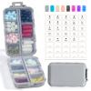 14 GRIDS Travel Pill Organizer Box with Labels - Travel Medicine Case Kit - Pocket Daily Pharmacy Container - Travel Medication Holder Dispenser for Fish Oil Vitamin Supplement Storage - Grey view 1