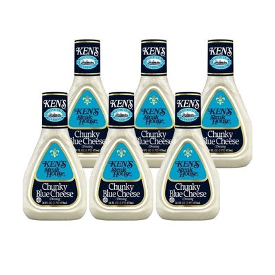 Vending 2 U Ken's Steak House Chunky Blue Cheese Dressing - 16 fl oz, Pack of 6, Bundled With V2U Utensil Set