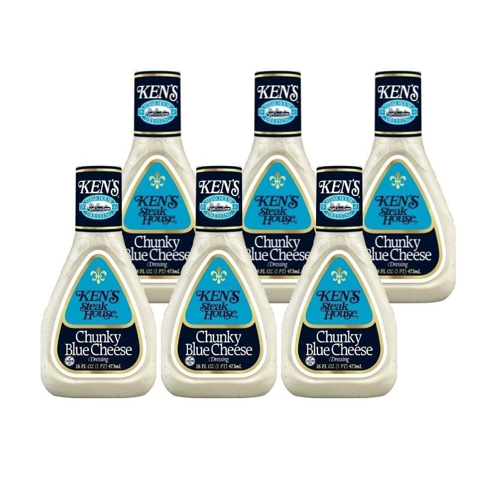 Vending 2 U Ken's Steak House Chunky Blue Cheese Dressing - 16 fl oz, Pack of 6, Bundled With V2U Utensil Set