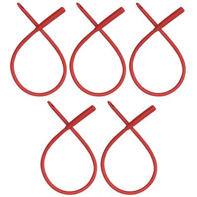 PE Premium Enema Red Latex Catheter 20FR with Flexible Rubber Tubing for Higher Colon Cleansing and Gerson Coffee Therapy. Supplied with Universal Hose Connector (5 Pack)