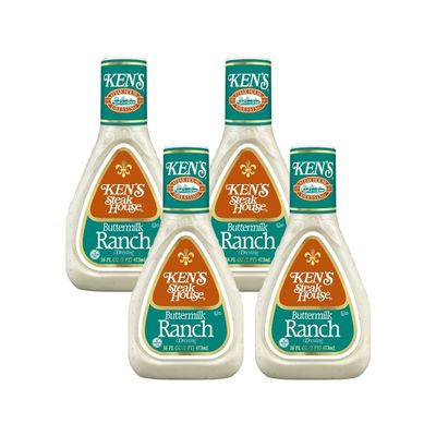 Vending 2 U Ken's Steak House Buttermilk Ranch Dressing 16 fl oz, Pack of 4, Bundled With V2U Utensil Set