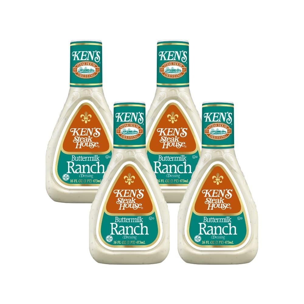 Vending 2 U Ken's Steak House Buttermilk Ranch Dressing 16 fl oz, Pack of 4, Bundled With V2U Utensil Set