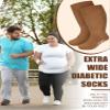 8 Pairs 30" Extra Width Diabetic Non Binding Loose Socks Non Slip for Swollen Feet Calf for Men Women Gifts(9-11,Brown Serials) view 2