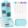 14 GRIDS Travel Pill Organizer Box with Labels - Travel Medicine Case Kit - Pocket Daily Pharmacy Container - Travel Medication Holder Dispenser for Fish Oil Vitamin Supplement Storage - Sky Blue view 1