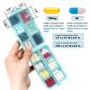 14 GRIDS Travel Pill Organizer Box with Labels - Travel Medicine Case Kit - Pocket Daily Pharmacy Container - Travel Medication Holder Dispenser for Fish Oil Vitamin Supplement Storage - Sky Blue view 2