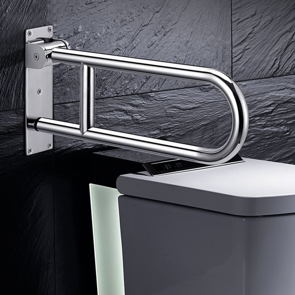 23.6 inch Foldable Handicap Grab Bars with Anti Slip Rubber Grip, Toilet Safety Hand Rails for Elderly Seniors Disabled, Shower Assist Aid Handrails Hand Grips