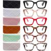 6 Pack Readers for Women Oprah Style Square Reading Glasses with Spring Hinge Blue Light Blocking for Men Ladies 6C +1.75 view 1