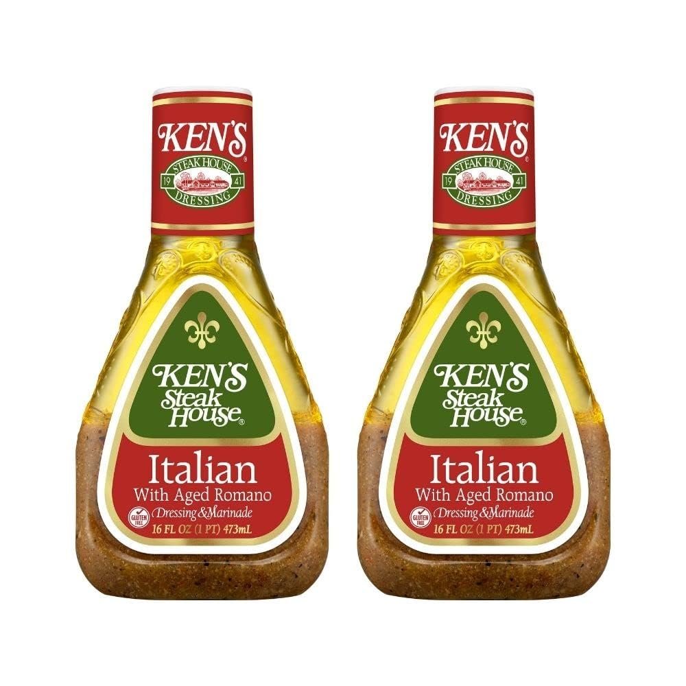 Vending 2 U Ken's Steak House Italian Dressing with Aged Romano Cheese,16 fl oz, Pack of 2, Bundled With V2U Utensil Set