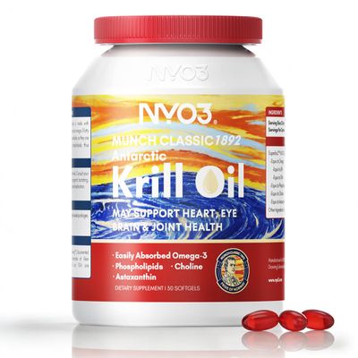 NYO3 100% Antarctic Krill Oil 850mg Omega 3 Supplement Beyond Fish Oil with Choline & Antioxidant Astaxanthin for Heart Brain Joint, GMP, Third Party Tested, No Fishy Burps - 30 Softgels