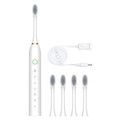 AOKID Electric Toothbrush Toothbrush 6 Modes 45000vpm with Smart Timers Portable Fast Rechargeable Power IPX7 Waterproofs Electric Toothbrush for Women Men wuth Travel White