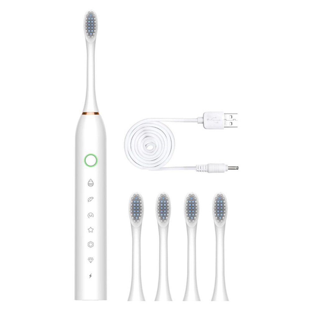 AOKID Electric Toothbrush Toothbrush 6 Modes 45000vpm with Smart Timers Portable Fast Rechargeable Power IPX7 Waterproofs Electric Toothbrush for Women Men wuth Travel White