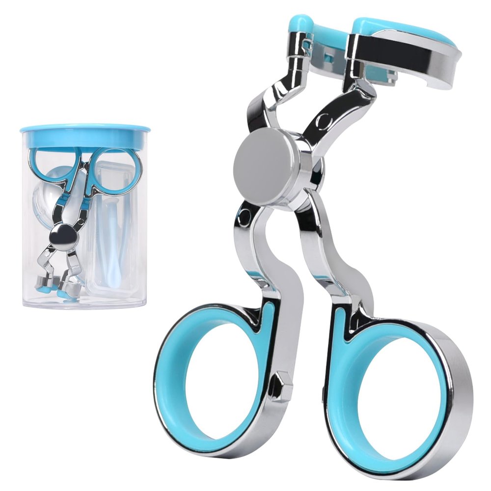 Contact Lens Wearing Aids, Contact Lens Eyelid Stretcher, Color Contact Eyeglass Clips Support The Eyelids, Portable Carrier Box with Tweezers Remover Tool for New Users Girls with Long Nails (Blue)