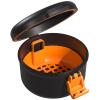 ARGOMAX Leak Proof Retainer Cleaner Case, Denture Cups for Soaking Dentures, Denture Travel Case (Black + Orange). view 1