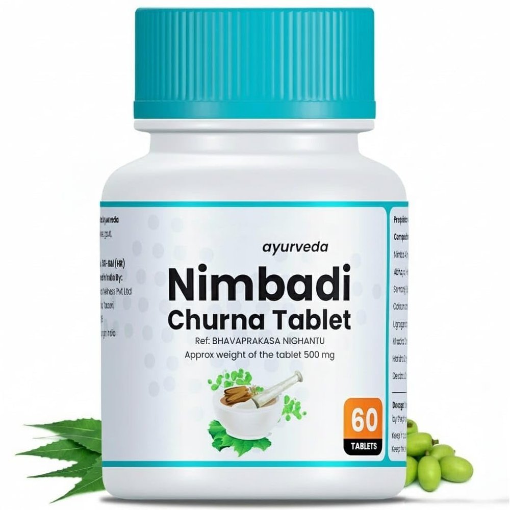 Ayurveda Nimbadi Churna Tablets for Clean Body and Healthy Skin, Free from Chemicals, parabens, Mineral Oils, or Petroleum (60 Tablets)