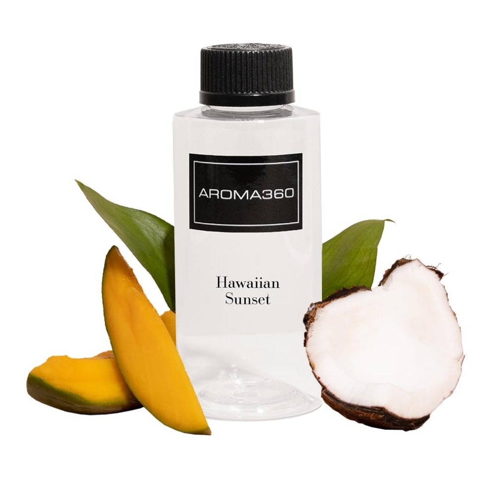 Aroma360 | Hawaiian Sunset Oil Blend | Hotel Inspired Luxury Essential Oil Diffuser | Aromatherapy Scent Diffuser Oil | Mango, Coconut and Vanilla 6.7 fl oz, 200 mL