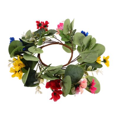 ABOOFAN 3pcs Artificial Candle Garland Leaves Decorations Winter Hanging Ornament Mini Candle Floral Candle Ring Candle Rings Wreaths Fake Eucalyptus Door Garland Branch Daisy Pe, 25X25X6CM