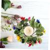 ABOOFAN 3pcs Artificial Candle Garland Leaves Decorations Winter Hanging Ornament Mini Candle Floral Candle Ring Candle Rings Wreaths Fake Eucalyptus Door Garland Branch Daisy Pe, 25X25X6CM view 3