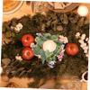 ABOOFAN 3pcs Artificial Candle Garland Leaves Decorations Winter Hanging Ornament Mini Candle Floral Candle Ring Candle Rings Wreaths Fake Eucalyptus Door Garland Branch Daisy Pe, 25X25X6CM view 4