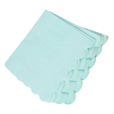 FRCOLOR 16pcs Solid Scalloped Disposable Napkins Soft Thickened Party Napkin Tissue for Weddings Birthdays and Dinners Mint Green
