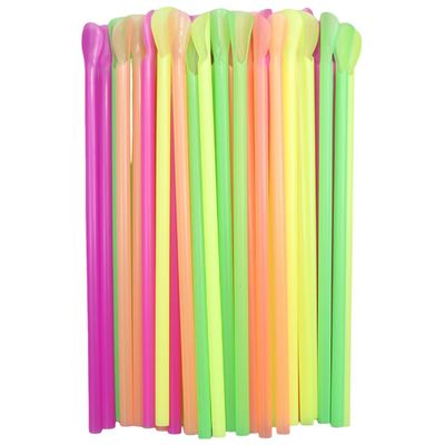 100 Pcs Disposable Spoon Straws Snow Cone Straws Slushie Straws With Spoon Plastic Drinking Straws For Milkshakes Shaved Ice