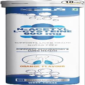 Generic Pub N-Acetyl L-Cysteine 600mg Provides Antioxidant Support & for Healthy Liver, Respiratory, Lung Health - Sugar Free 10 Effervescent Tablets Orange Flavor