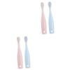 NOLITOY 4pcs Boy Girl Toothbrush Soft Bristle Toothbrushes for Gentle Oral Care Ergonomic Design for Comfortable to Hold Includes Tongue Cleaner for Newborns and Toddlers Red Blue view 1