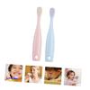 NOLITOY 4pcs Boy Girl Toothbrush Soft Bristle Toothbrushes for Gentle Oral Care Ergonomic Design for Comfortable to Hold Includes Tongue Cleaner for Newborns and Toddlers Red Blue view 3