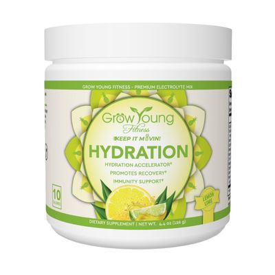 Grow Young Fitness Hydration Powder - Lemon Lime, Premium Electrolyte Mix for Proactive Hydration, Vitamins and Sugar Free (1 Pack, 30 Servings)