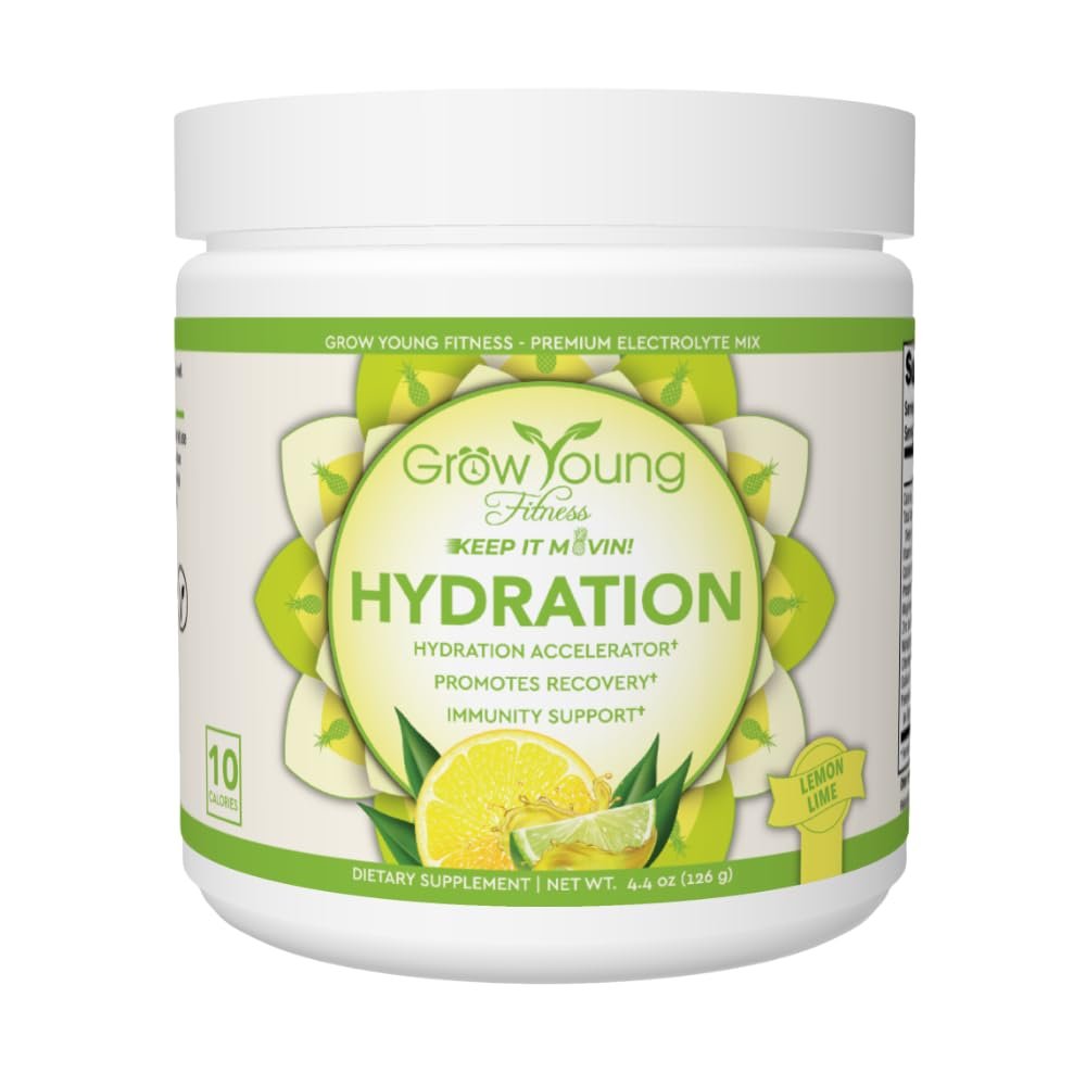 Grow Young Fitness Hydration Powder - Lemon Lime, Premium Electrolyte Mix for Proactive Hydration, Vitamins and Sugar Free (1 Pack, 30 Servings)