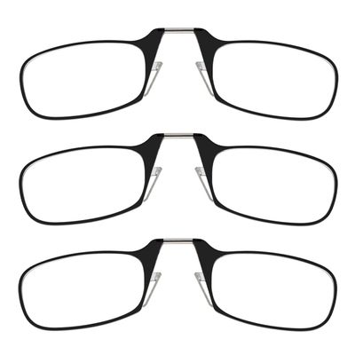ThinOptics Readers Rectangular Reading Glasses, 3 Pack-Black, 44mm + 2.5